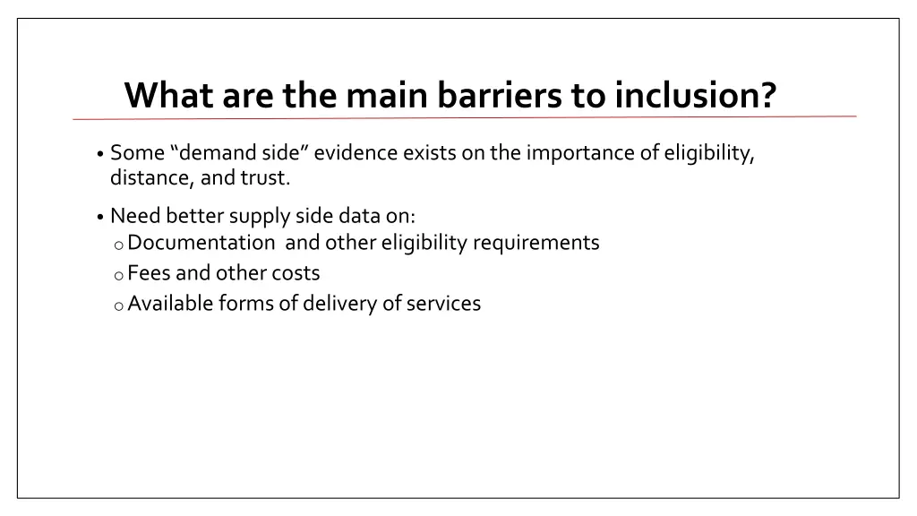 what are the main barriers to inclusion