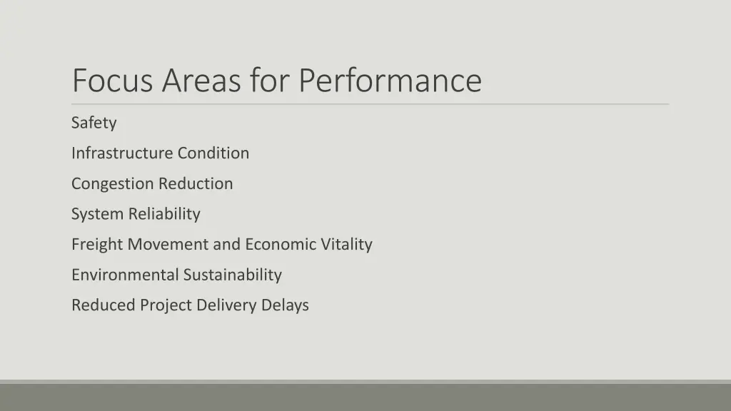 focus areas for performance