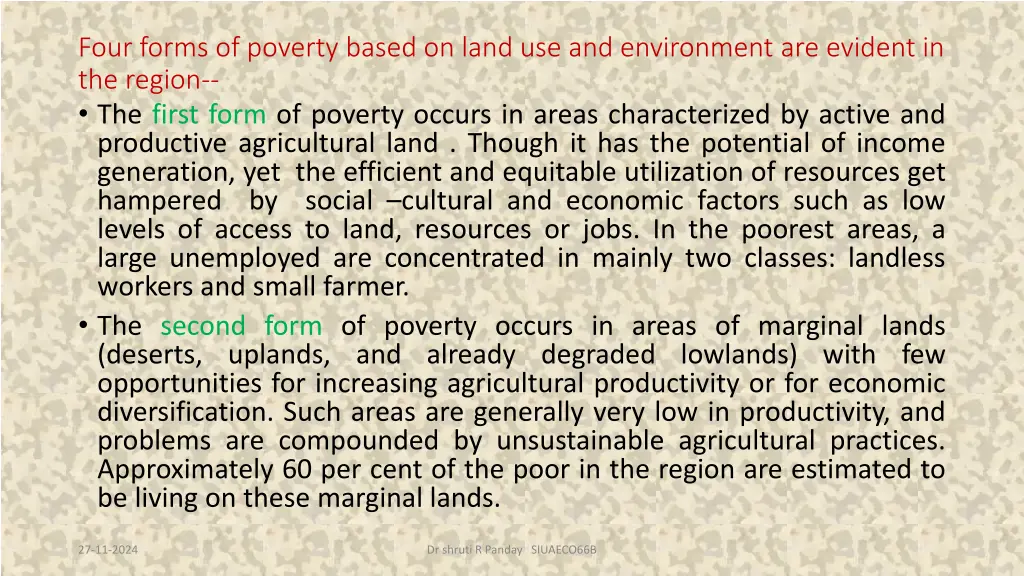 four forms of poverty based on land