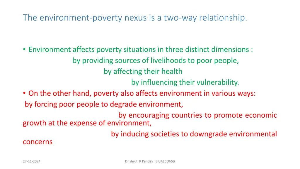 the environment poverty nexus