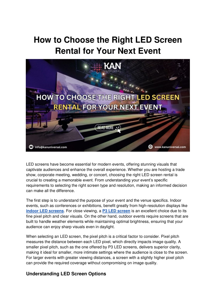 how to choose the right led screen rental