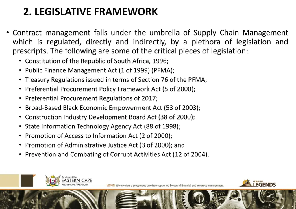 2 legislative framework