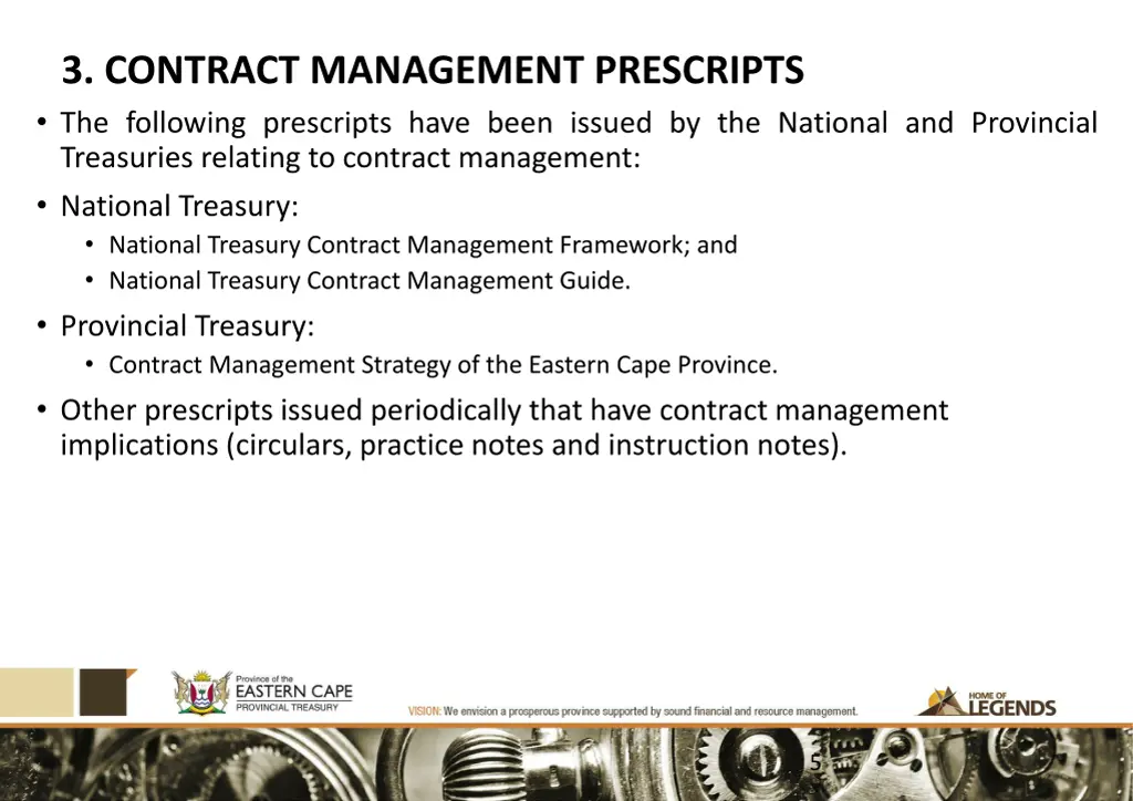 3 contract management prescripts the following