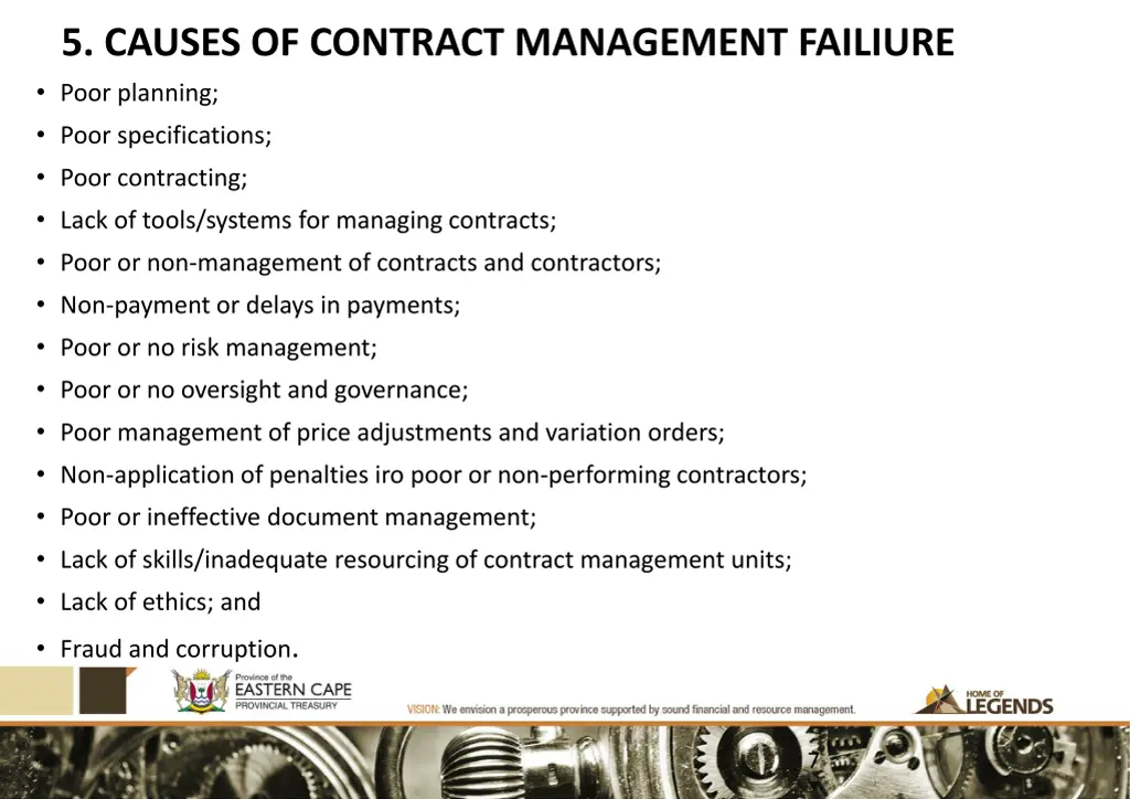 5 causes of contract management failiure poor