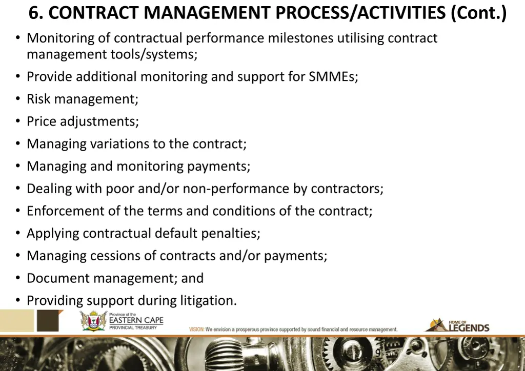 6 contract management process activities cont