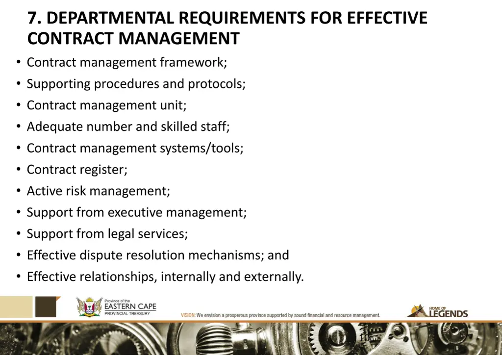 7 departmental requirements for effective