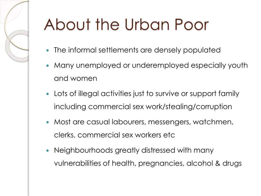 about the urban poor 1