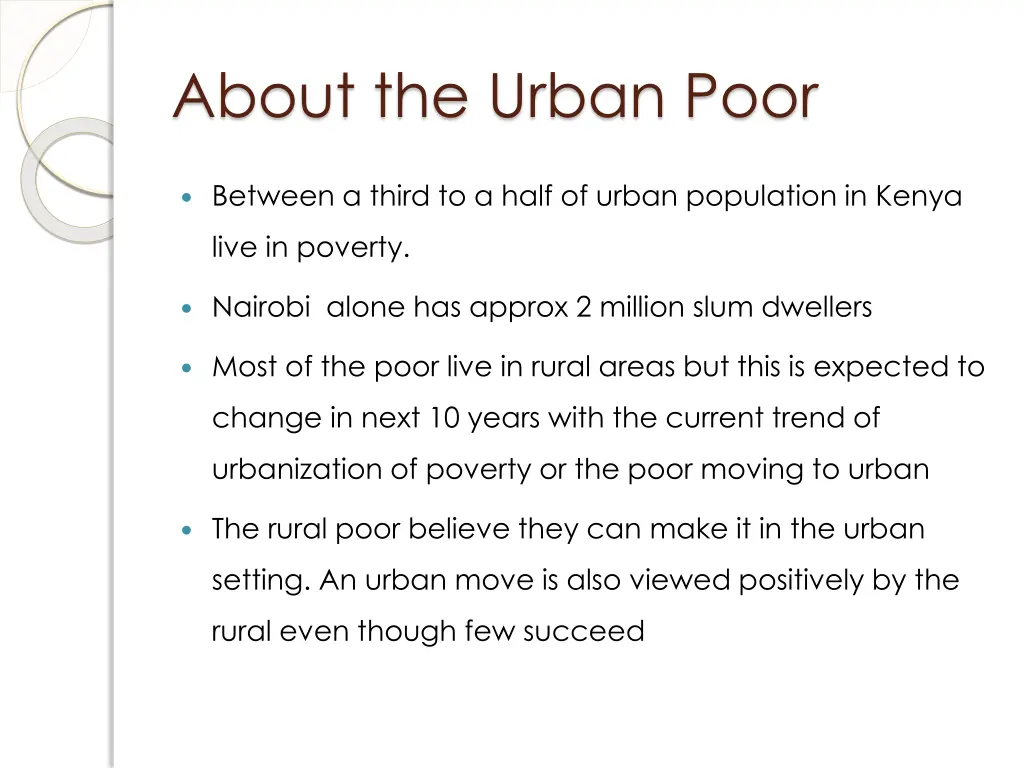 about the urban poor