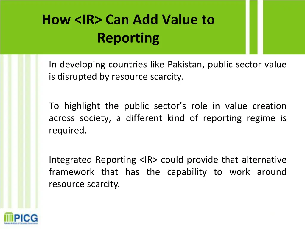 how ir can add value to reporting