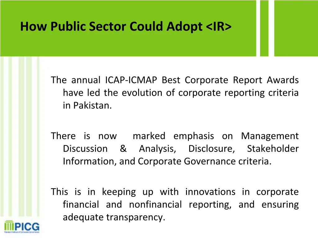 how public sector could adopt ir