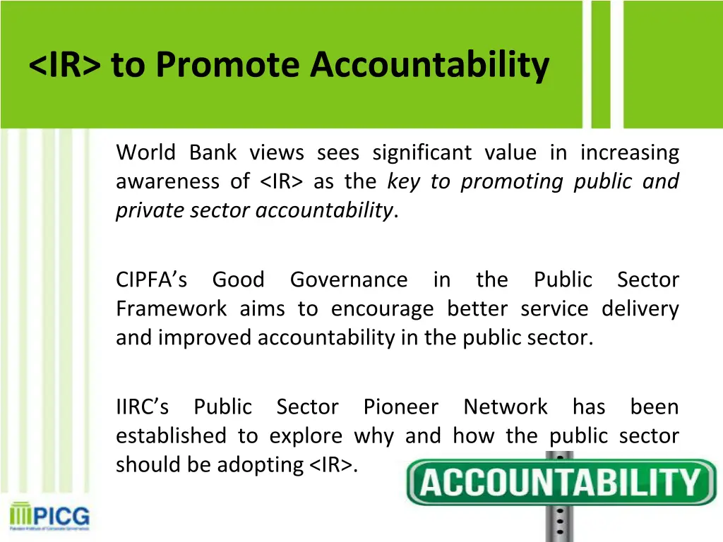 ir to promote accountability