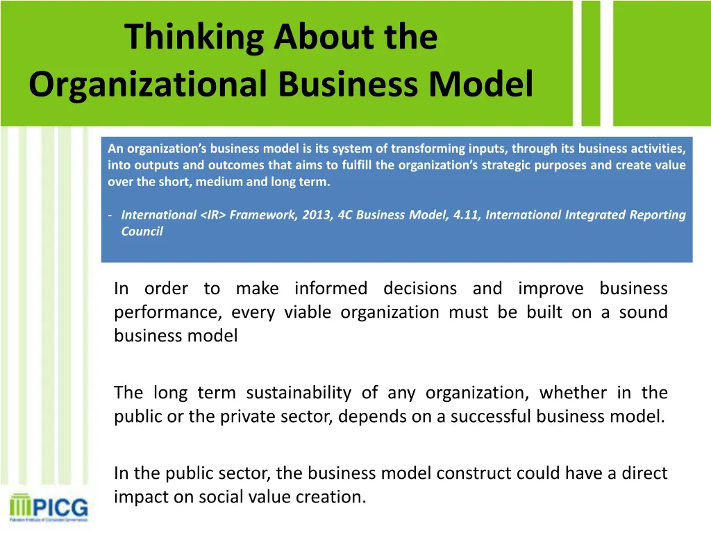 thinking about the organizational business model