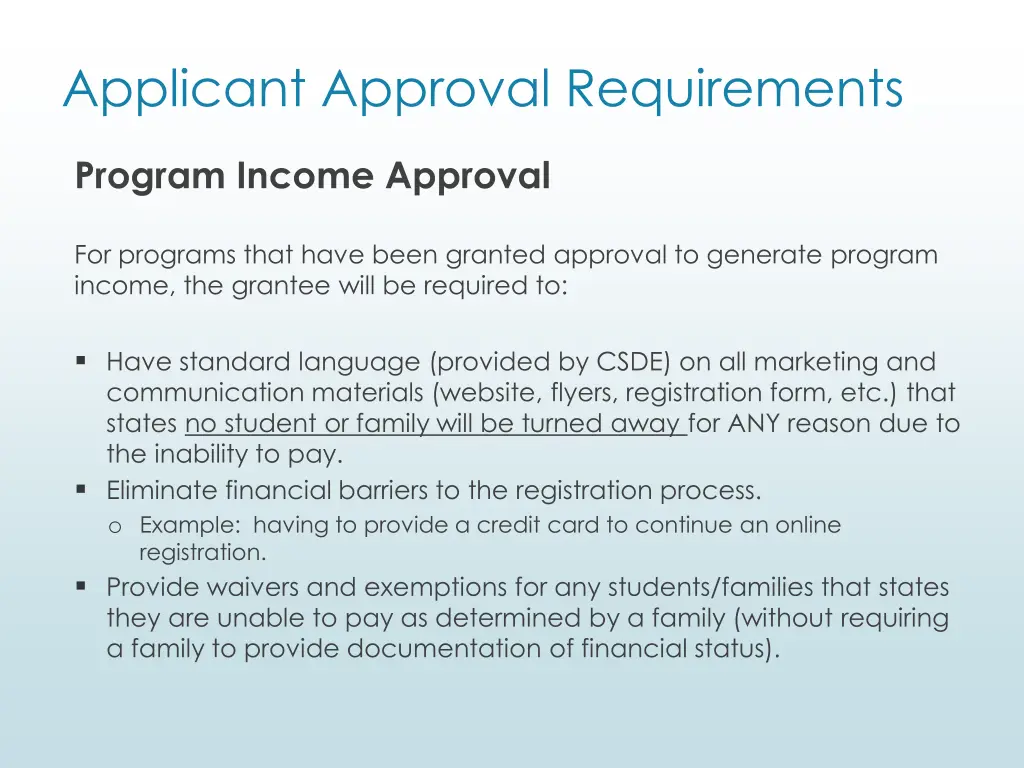 applicant approval requirements 1