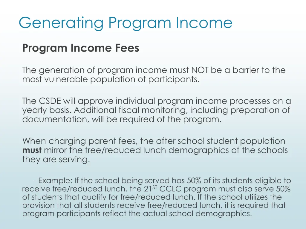 generating program income 1