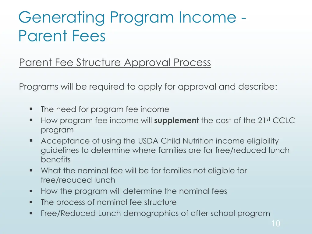 generating program income parent fees 3