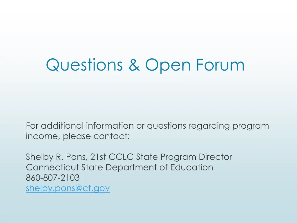 questions open forum