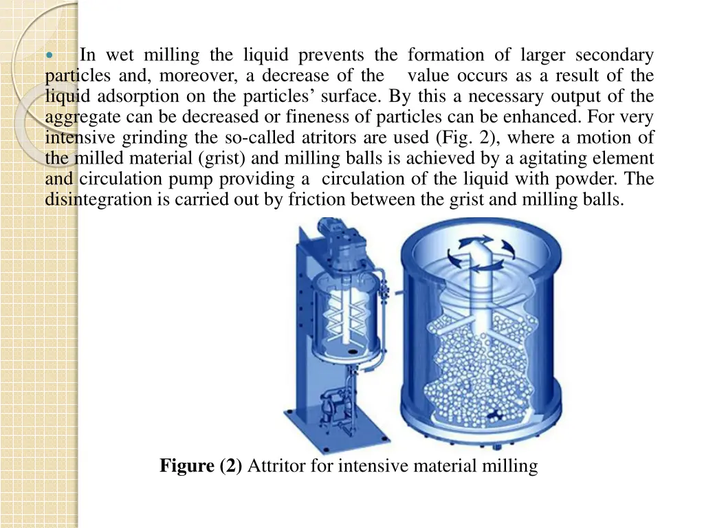 in wet milling the liquid prevents the formation