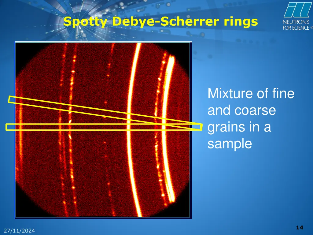 spotty debye scherrer rings