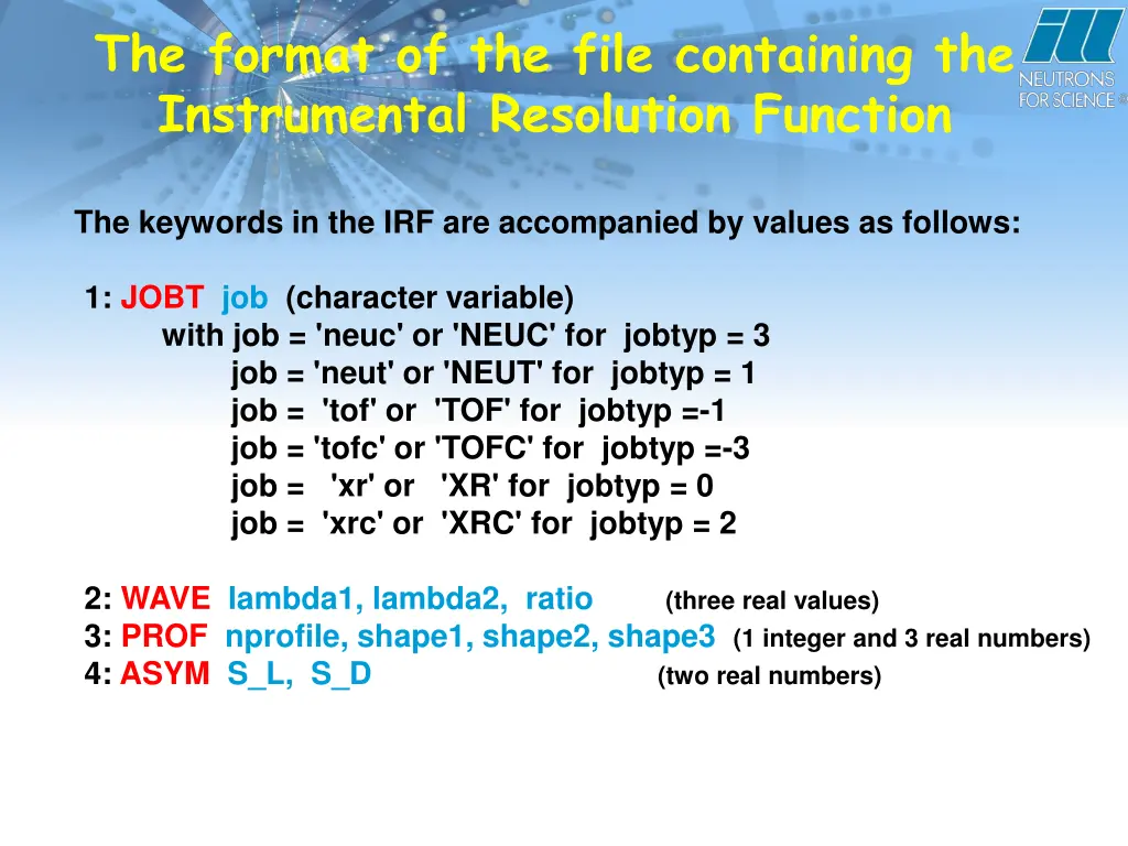 the format of the file containing 1