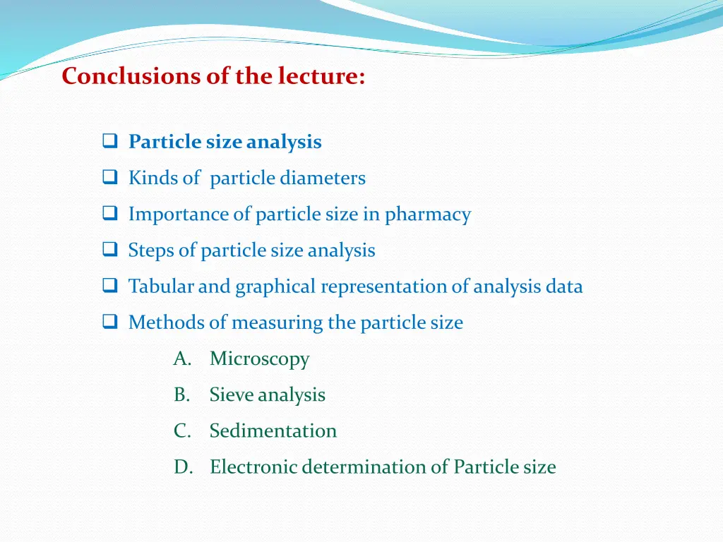 conclusions of the lecture