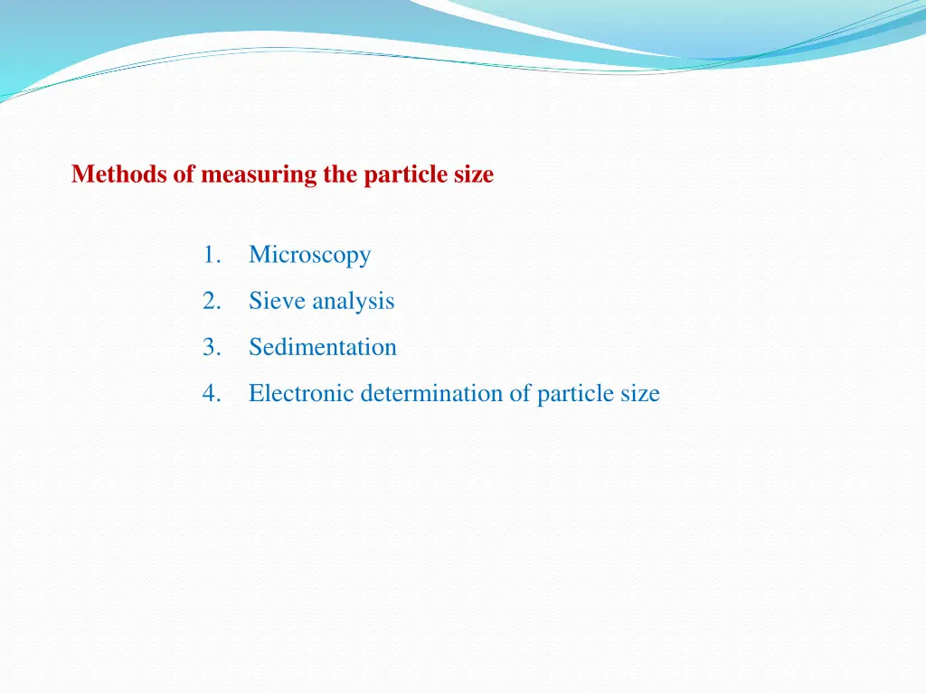 methods of measuring the particle size