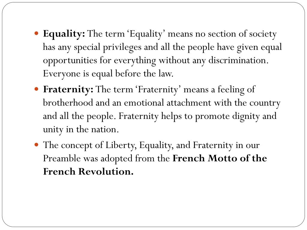 equality the term equality means no section