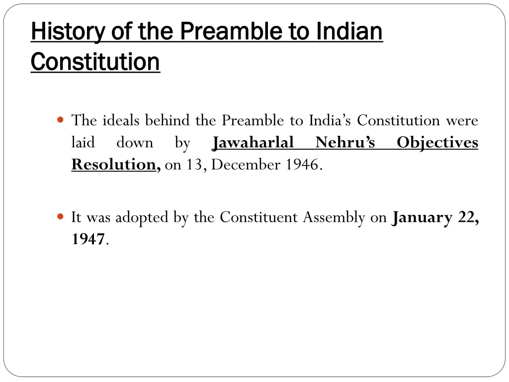 history of the preamble to indian history