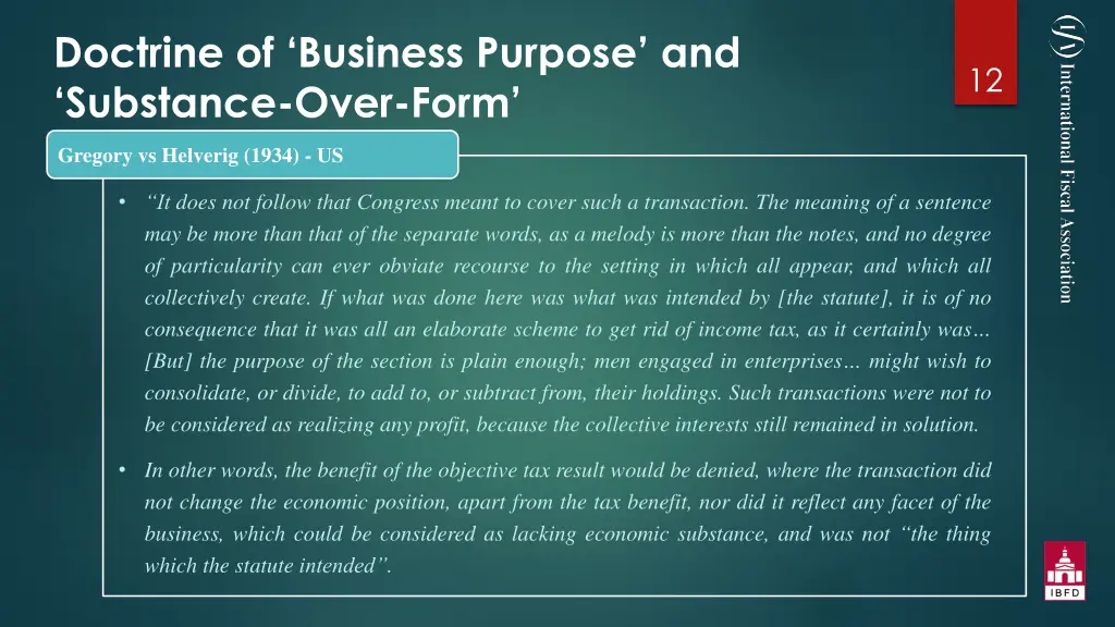 doctrine of business purpose and substance over