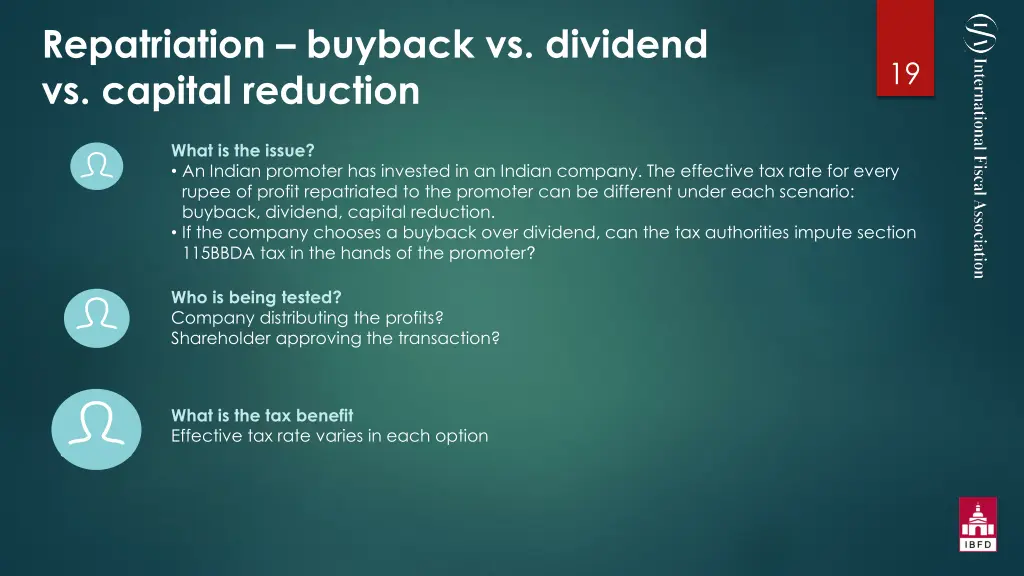 repatriation buyback vs dividend vs capital