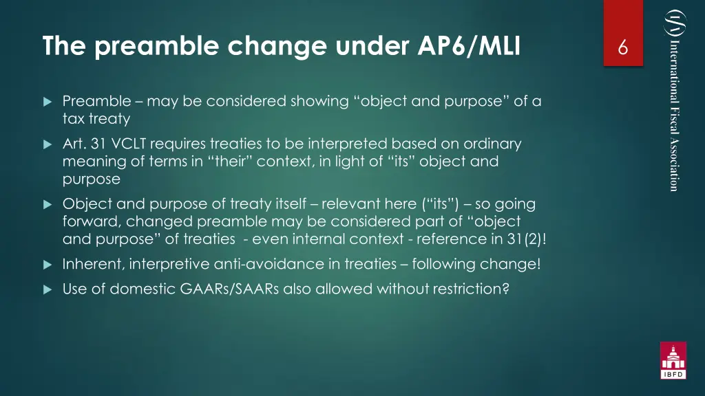 the preamble change under ap6 mli 1