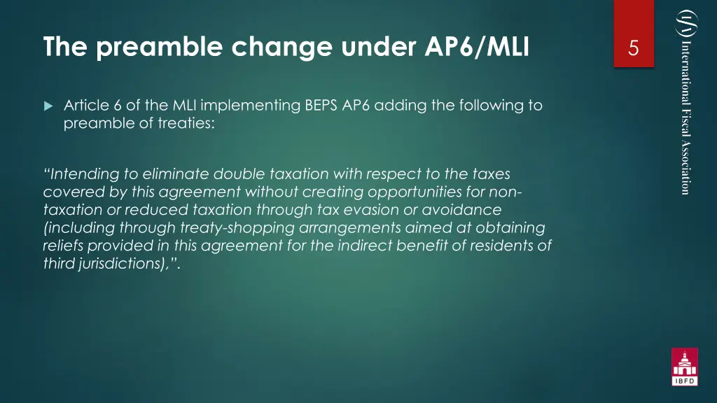 the preamble change under ap6 mli