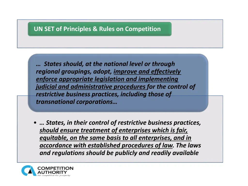 un set of principles rules on competition