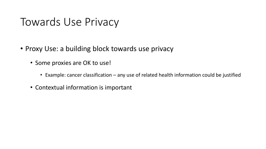 towards use privacy