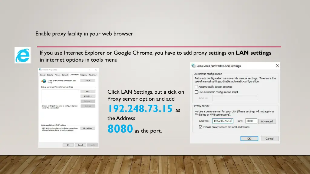 enable proxy facility in your web browser