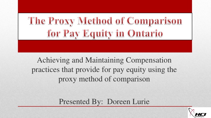 the proxy method of comparison for pay equity