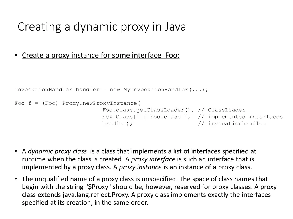 creating a dynamic proxy in java