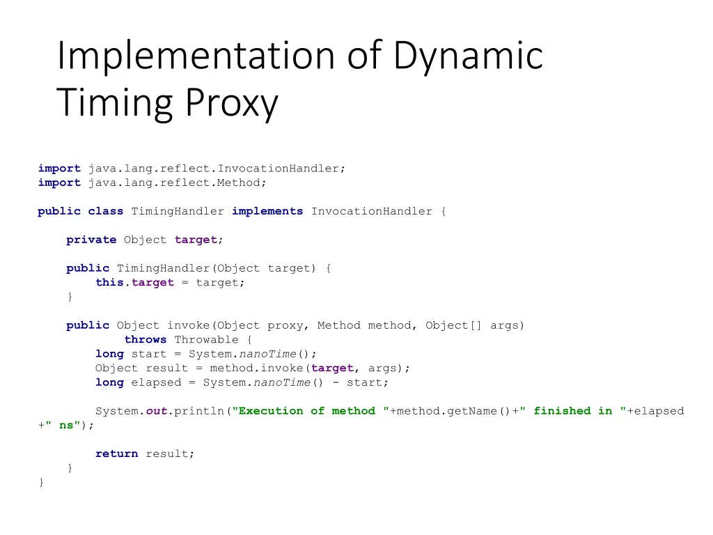 implementation of dynamic timing proxy