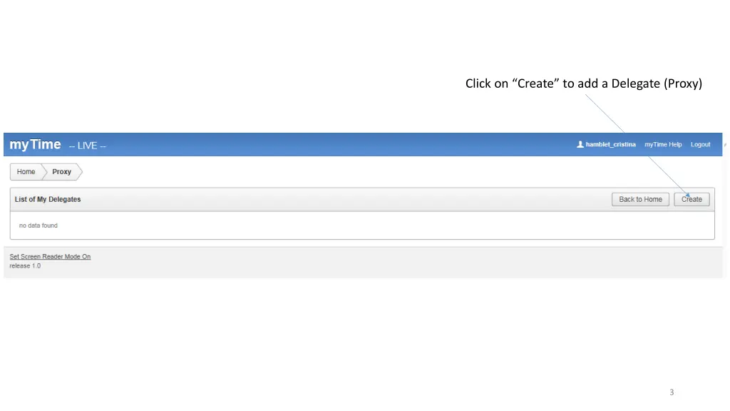 click on create to add a delegate proxy