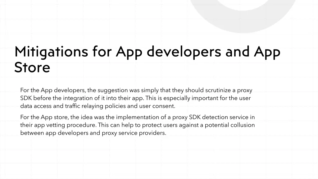 mitigations for app developers and app store