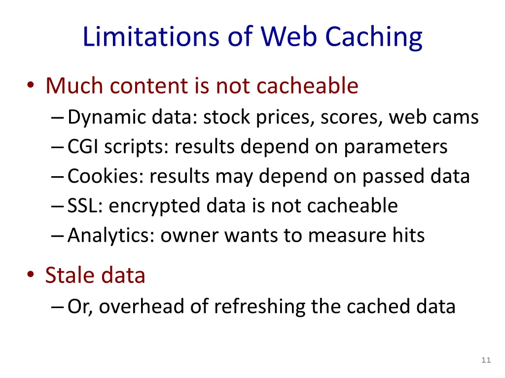 limitations of web caching