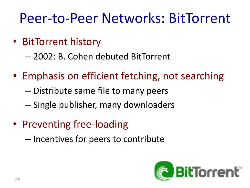 peer to peer networks bittorrent