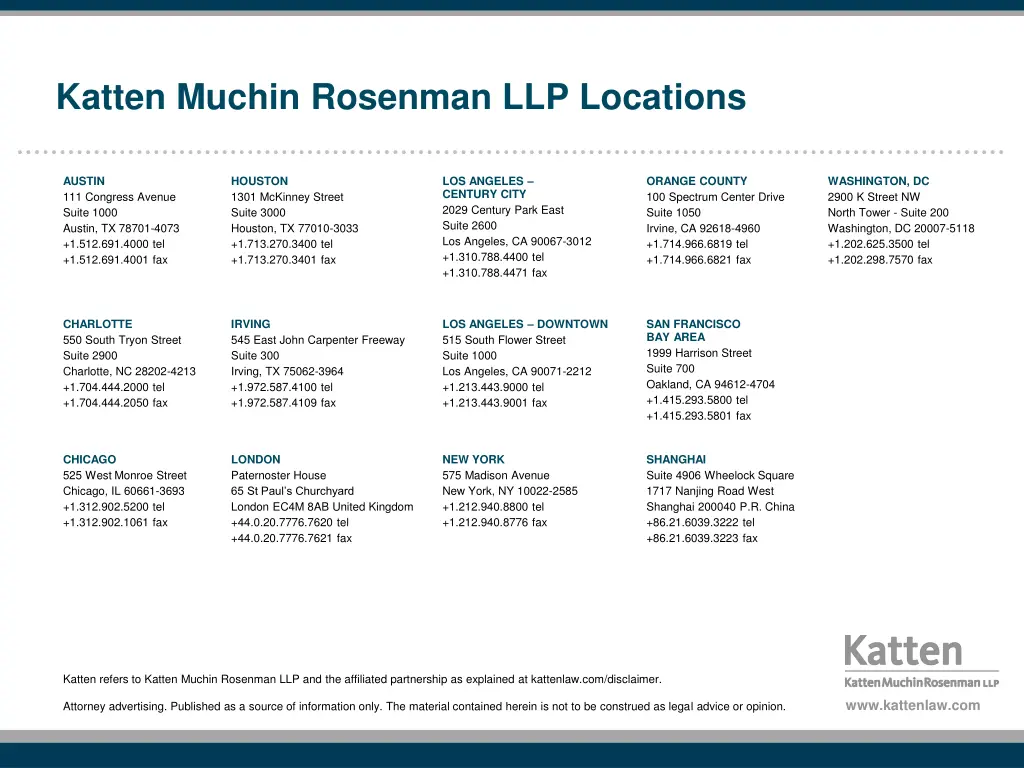 katten muchin rosenman llp locations