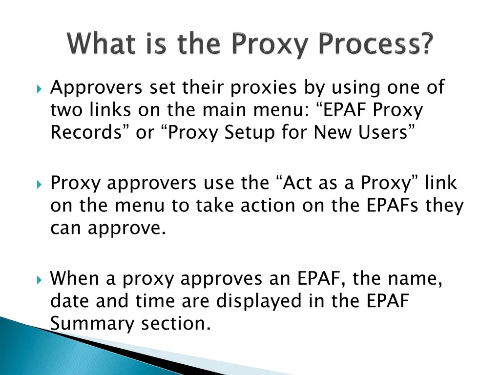 approvers set their proxies by using