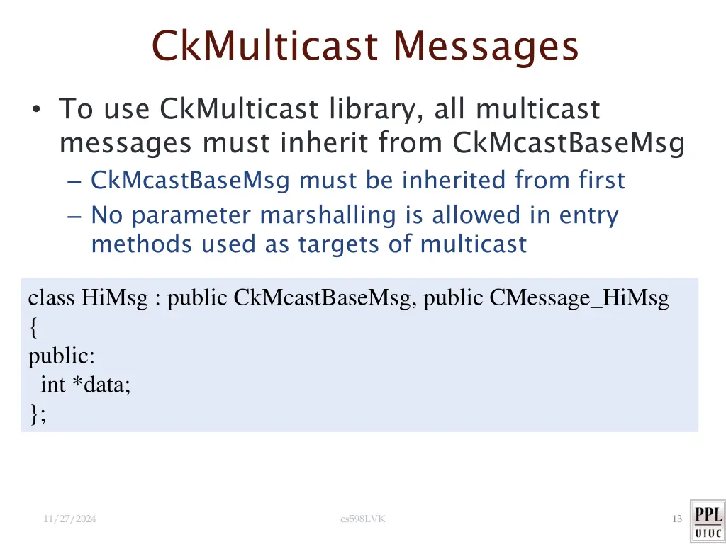 ckmulticast messages to use ckmulticast library