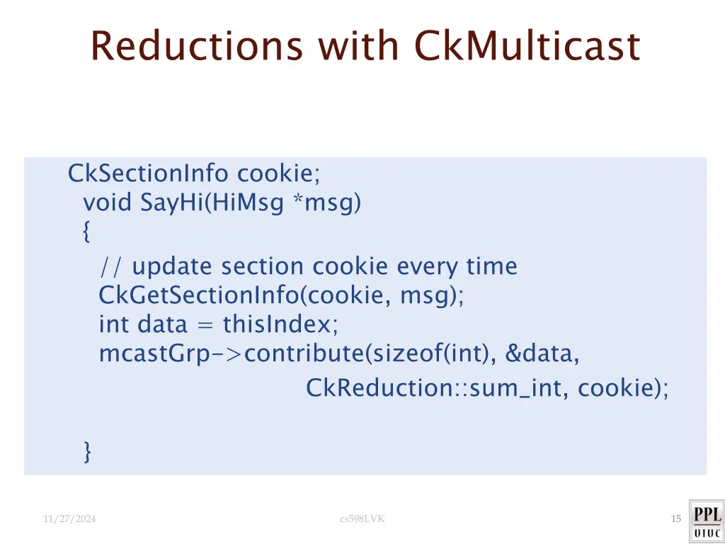 reductions with ckmulticast