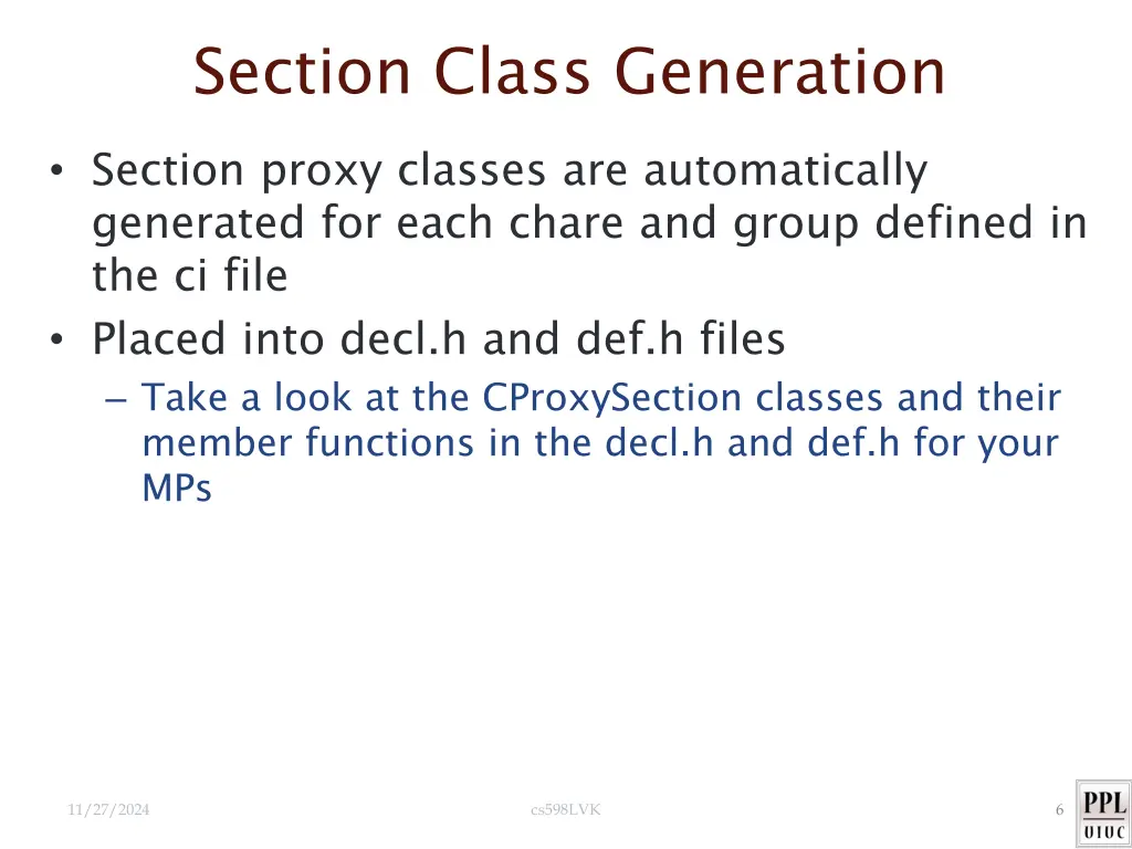 section class generation section proxy classes