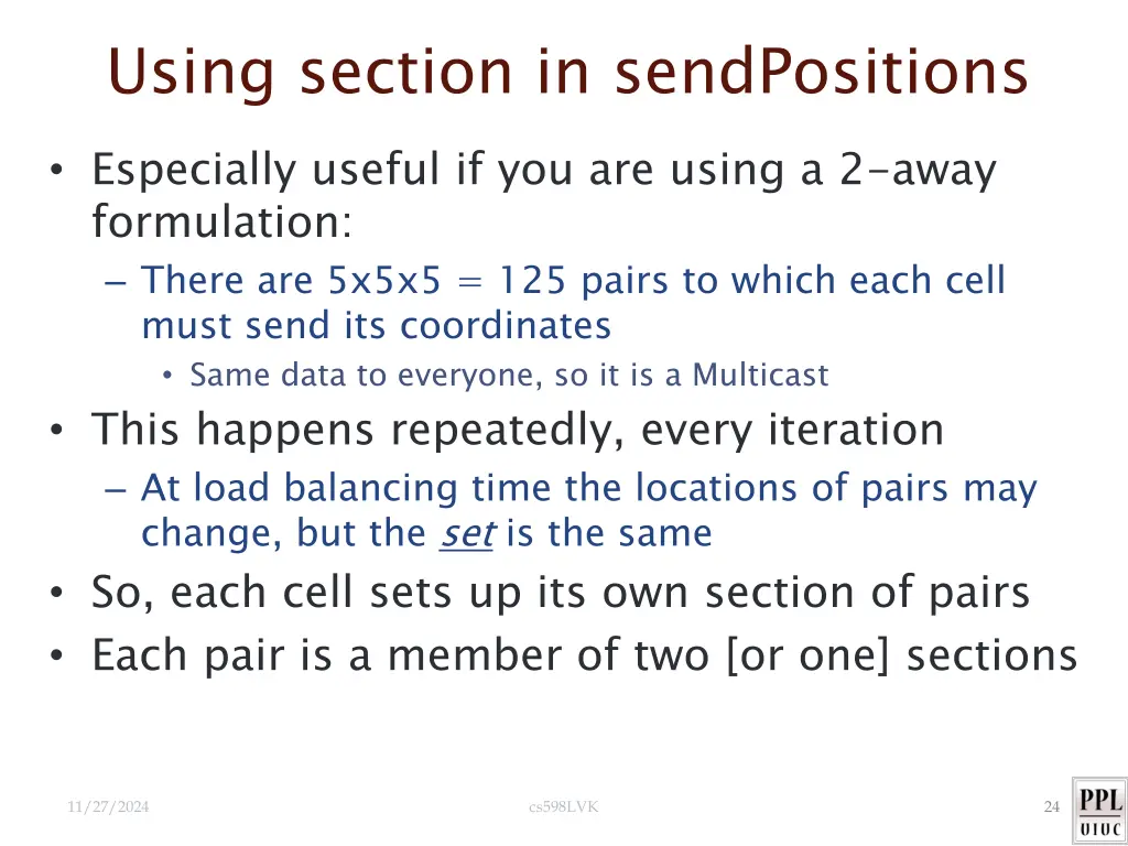 using section in sendpositions especially useful