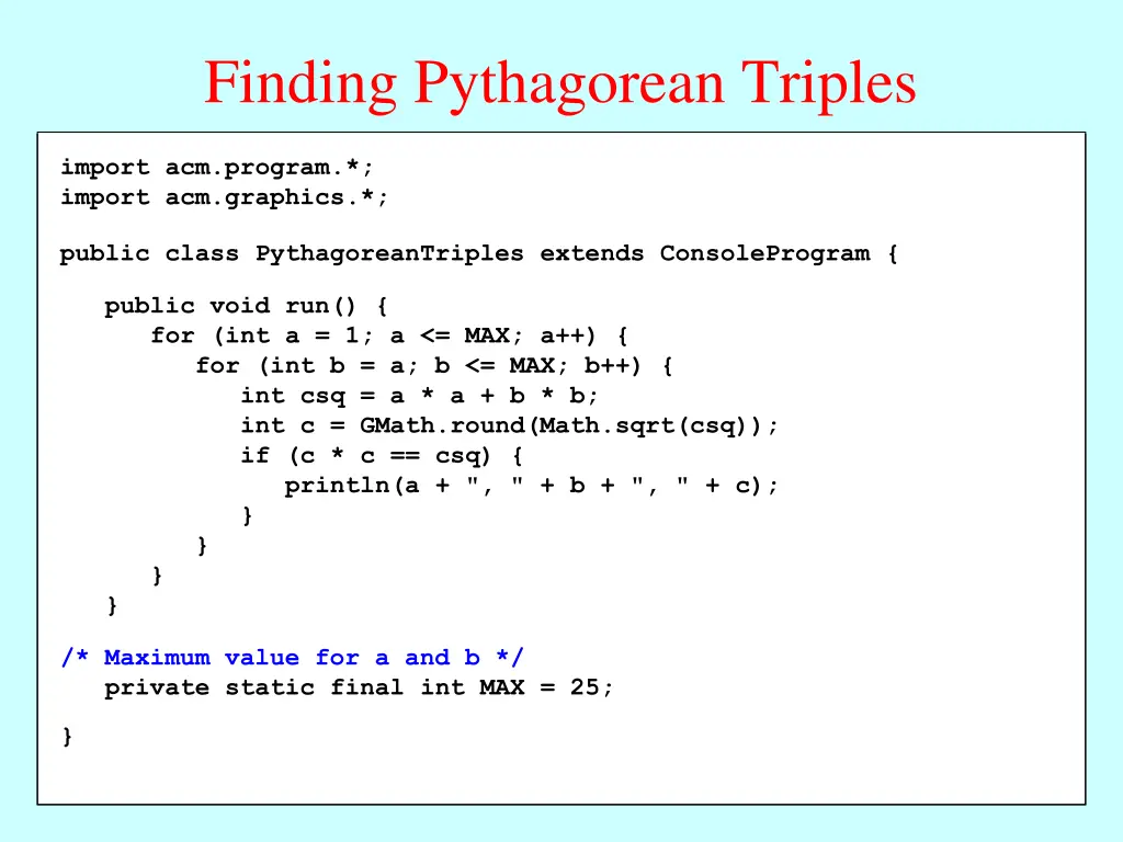 finding pythagorean triples