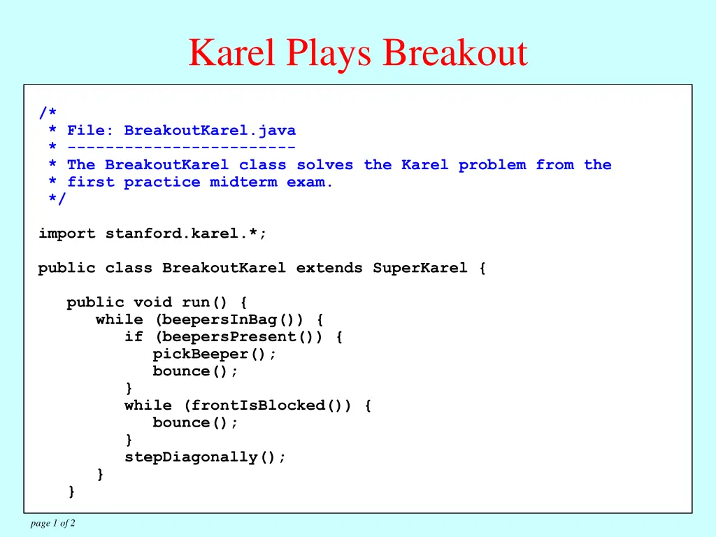 karel plays breakout