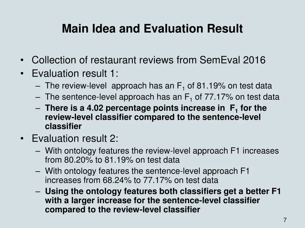 main idea and evaluation result 1